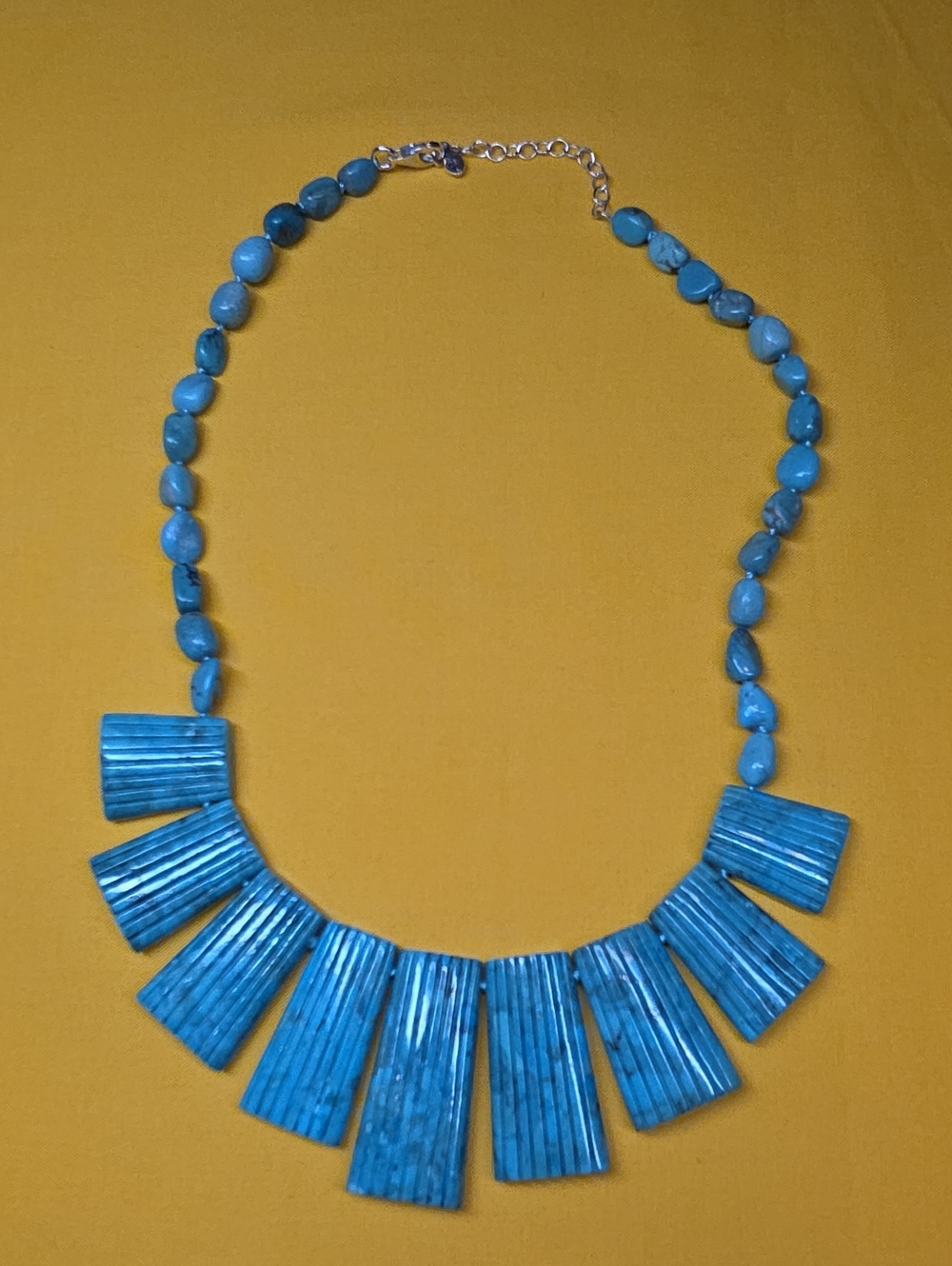 Genuine 925 Silver & Turquoise Bib Necklace ▪︎ Designer Sally Chanaratsopon